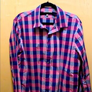 Purple checkered men’s button down
